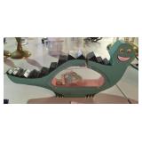 Teal Wooden Vintage Dinosaur Bank