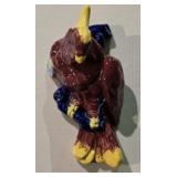 Vintage Glazed Ceramic Parrot Wall Pocket