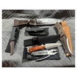 Flat of Inexpensive Knives & Multitool