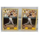 Two 1987 Topps Barry Bonds Rookie Baseball Cards
