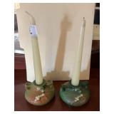 2 Roseville Candleholders