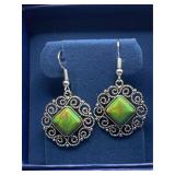 Large Green Turquoise Earrings