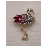 Pink Crystal Vintage Flamingo Brooch