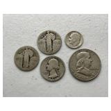 Silver Half Dollar & 3 Silver Quarters