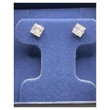 Large Princess Cut White Sapphire Earrings