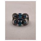 Sterling Silver Blue Topaz Cocktail Ring