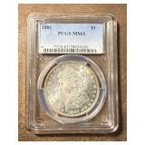 MS63 1881 Morgan Silver Dollar