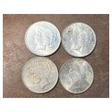 Four 1922 Morgan Silver Dollars