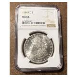 MS 63 1884 CC Morgan Silver Dollar