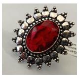 German Silver Garnet Ring