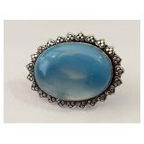 German Silver Blue Onyx Ring