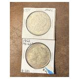 Two 1921 Morgan Silver Dollars