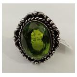 German Silver Peridot Ring