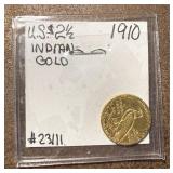 1910 $2.5 Indian Gold Coin