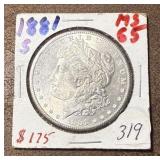 1881 S Morgan Silver Dollar