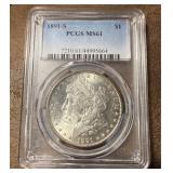 MS61 1891-S Morgan Silver Dollar