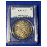 MS64 1887 Morgan Silver Dollar
