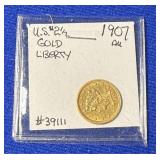 1907 $2.5 Dollar Gold Liberty Coin