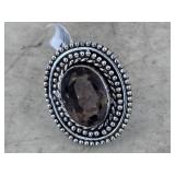 German Silver Smoky Quartz Ring