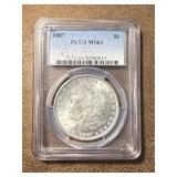MS63 1887 Morgan Silver Dollar