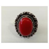 German Silver Coral Ring
