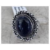 German Silver Blue Sun Stone Ring