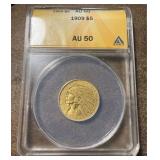 1909 $5 Gold Indian Coin