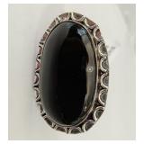 German Silver Black Onyx Ring