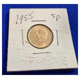 1955 Mexican 5 Pesos Gold Coin