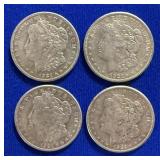 Four 1921 S Morgan Silver Dollars