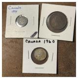 3 Canadian Foreign Coins