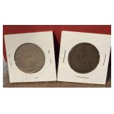 2 British Bronze Pennies
