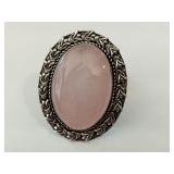 German Silver Rose Quartz Ring
