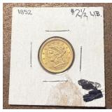 1852 $2.5 Dollar Gold Liberty Head Coin