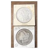 Two 1879 Morgan Silver Dollars