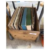 Wood Crate with Record Albums