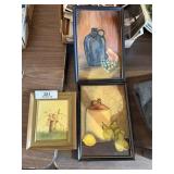 3 Small Painted Art on Canvas Paintings