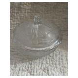 Crystal Footed Etched Candy Dish Bowl