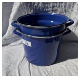 Blue Graniteware Pasta Pot & Strainer