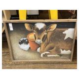 Framed Cow & Cat Print