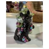 Large Glass Black Cat Ornament