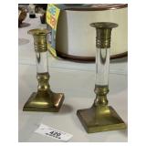 MCM Brass & Lucite Candleholders