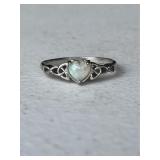 Sterling Silver Estate Opal Heart Ring
