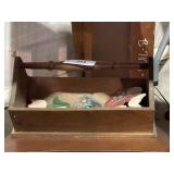 Wooden Carry Box & Vintage Items