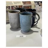 4 Piece Large Glazed Ceramic Mugs