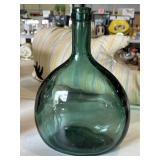 Vintage Green Glass Flask Style Bottle
