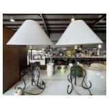 Pair of Art Metal Lamps & Shades