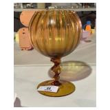 Vintage Yellow Amber Glass Snuffer Vase