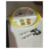 Vintage Divided Childs Plate & Utensils