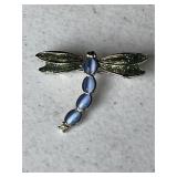 Cats Eye Vintage Enamel Dragonfly Brooch